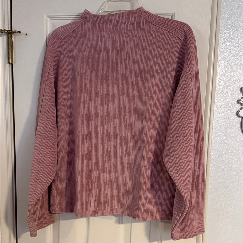 Madewell Pink Ribbed Long Sleeve Top